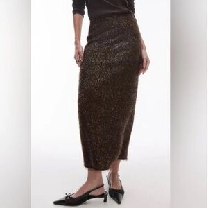 Topshop Chocolate Tinsel Skirt